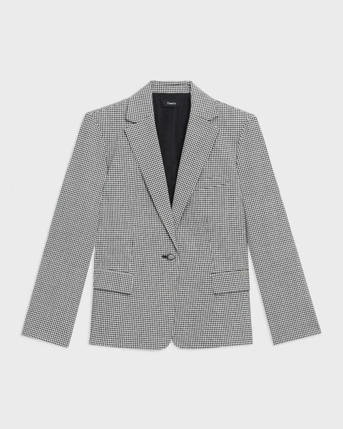 Suits Women Theory Slim Blazer In Checked Stretch Wool Black Multi Suits Women Theory Slim Blazer In Checked Stretch Wool Black Multi