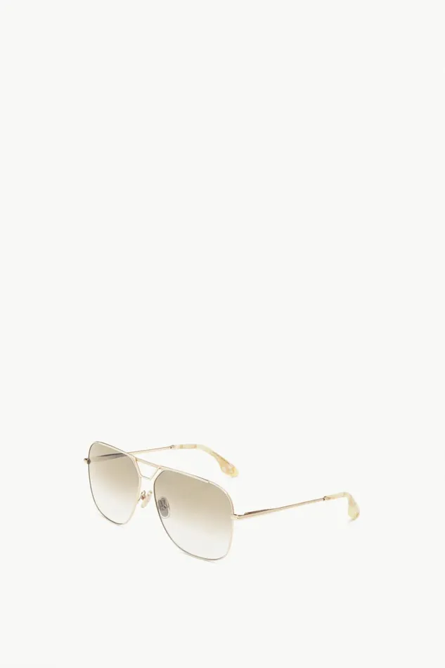 Sunglasses Women Victoria Beckham Classic V Metal Navigator Sunglasses In Gold Sunglasses Women Victoria Beckham Classic V Metal Navigator Sunglasses In Gold