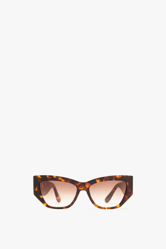 Sunglasses Women Victoria Beckham Sculptural Frame Sunglasses In Dark Havana Fade Sunglasses Women Victoria Beckham Sculptural Frame Sunglasses In Dark Havana Fade