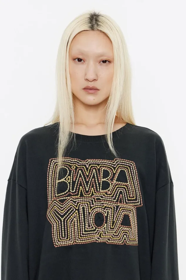 Sweatshirt Logo Brod Noir Washed Black Women Bimba Y Lola Sweatshirts Sweatshirt Logo Brod Noir Washed Black Women Bimba Y Lola Sweatshirts