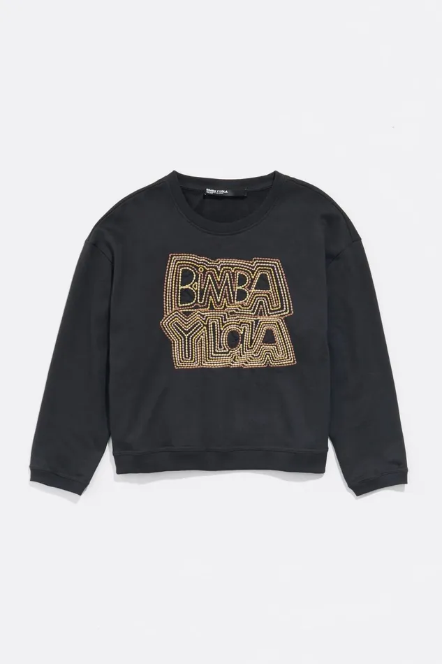 Sweatshirt Logo Brod Noir Washed Black Women Bimba Y Lola Sweatshirts Sweatshirt Logo Brod Noir Washed Black Women Bimba Y Lola Sweatshirts