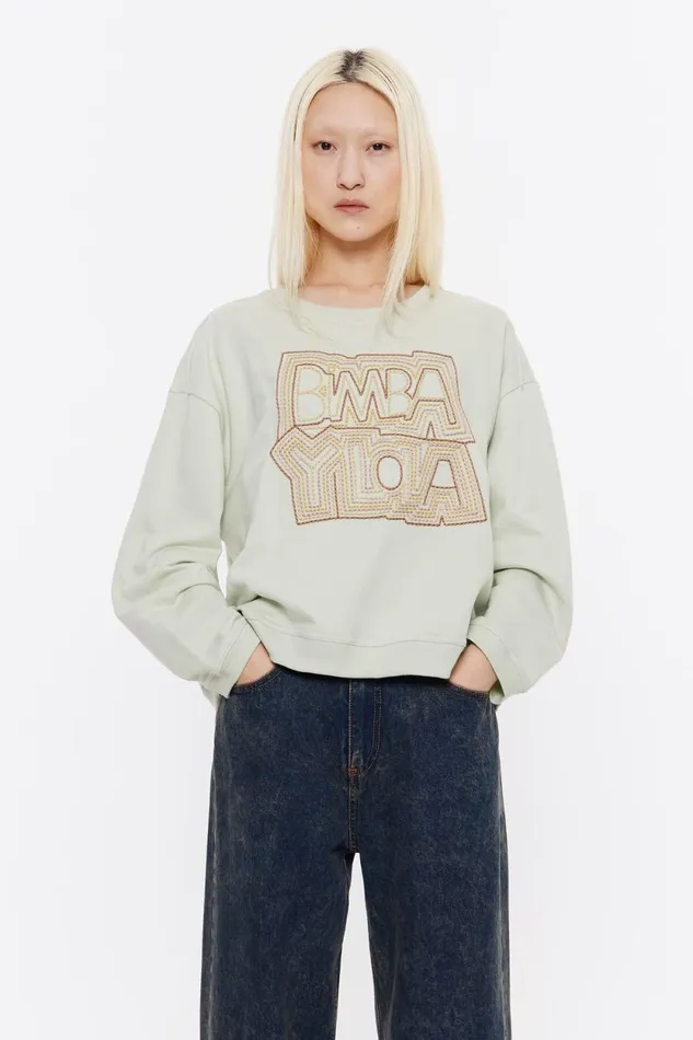 Sweatshirt Logo Brod Vert Clair Light Green Women Bimba Y Lola Sweatshirts
