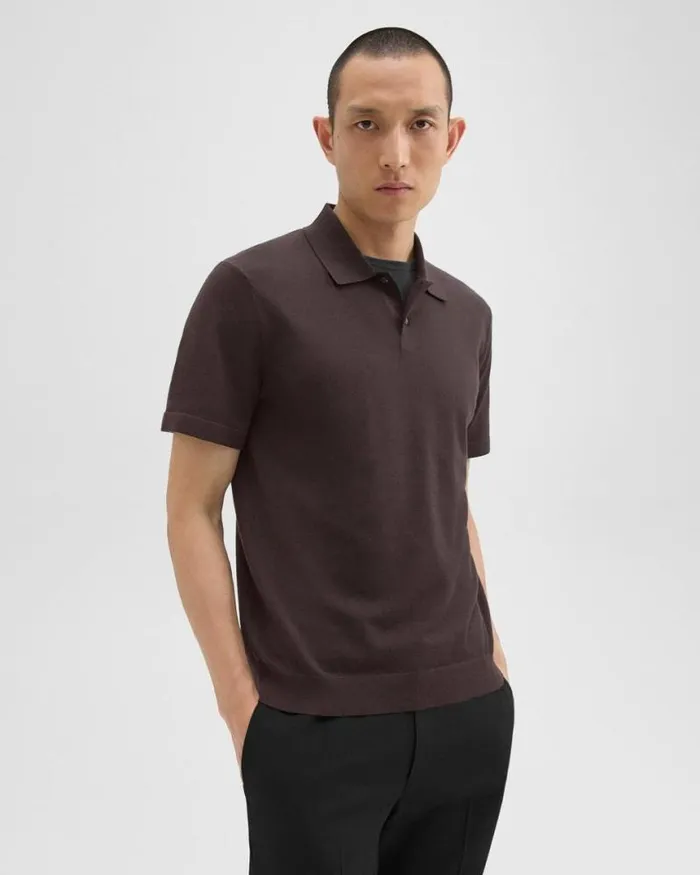 Sweaters Cardigans Men Theory Goris Polo Shirt In Light Bilen Hickory Sweaters Cardigans Men Theory Goris Polo Shirt In Light Bilen Hickory