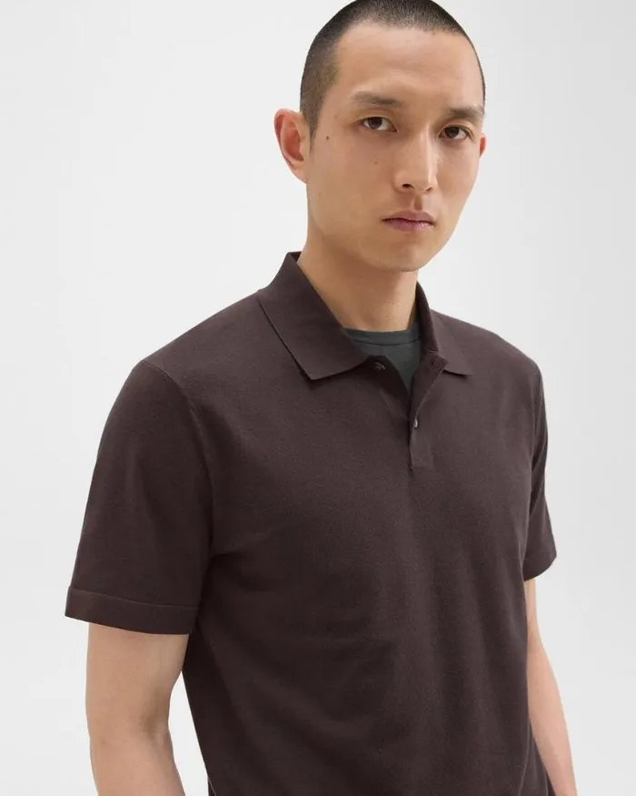 Sweaters Cardigans Men Theory Goris Polo Shirt In Light Bilen Hickory Sweaters Cardigans Men Theory Goris Polo Shirt In Light Bilen Hickory