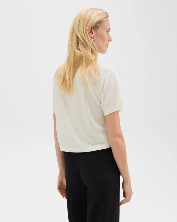 Sweaters Cardigans Women Theory Boxy Tee In Regal Wool New Ivory