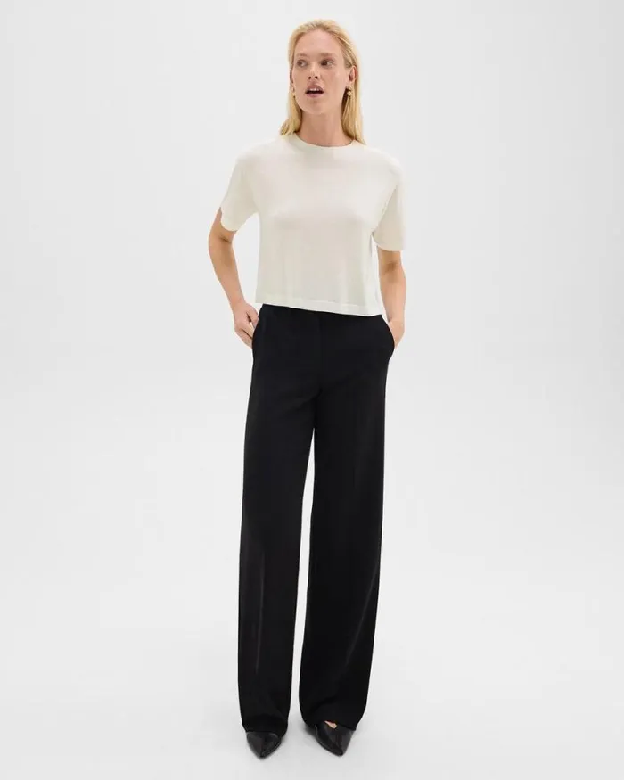 Sweaters Cardigans Women Theory Boxy Tee In Regal Wool New Ivory