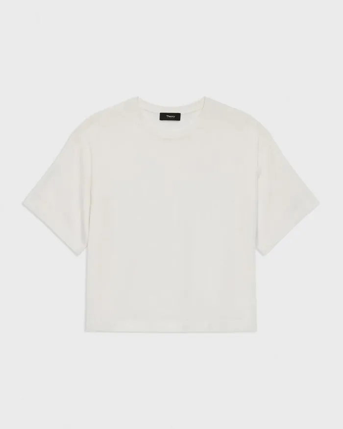 Sweaters Cardigans Women Theory Boxy Tee In Regal Wool New Ivory