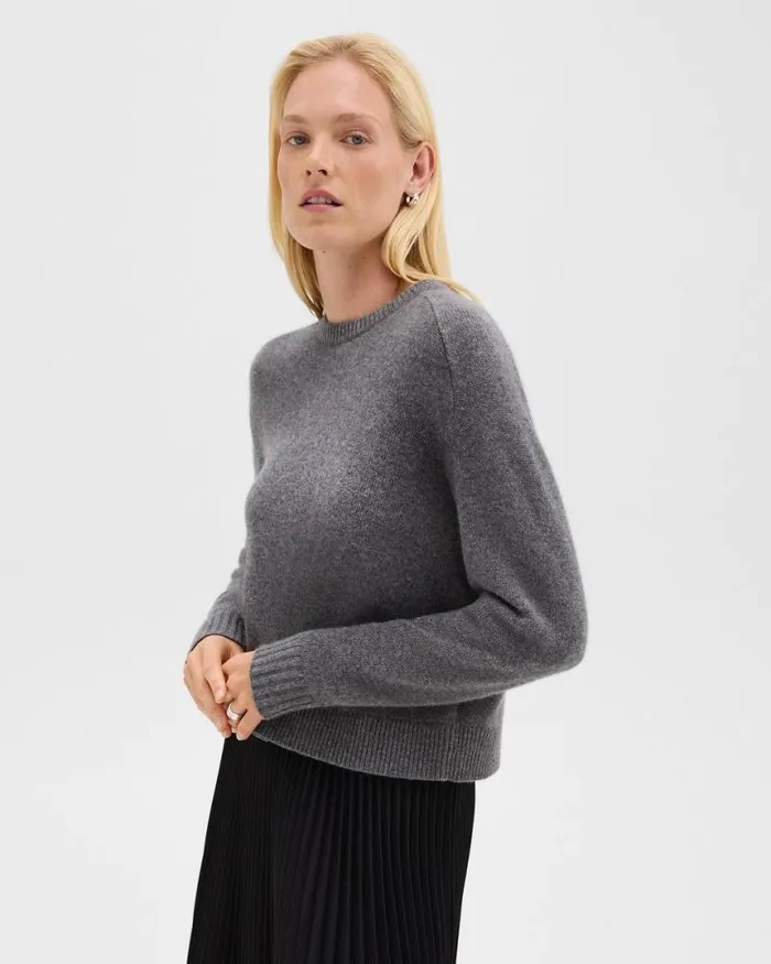 Sweaters Cardigans Women Theory Cropped Sweater In Cashmere Light Charcoal