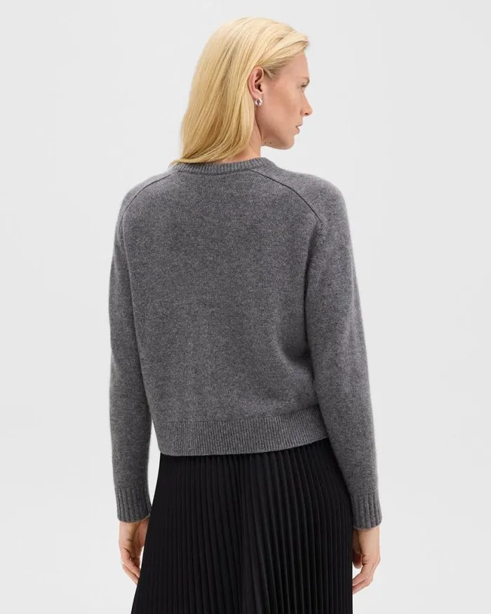 Sweaters Cardigans Women Theory Cropped Sweater In Cashmere Light Charcoal Sweaters Cardigans Women Theory Cropped Sweater In Cashmere Light Charcoal