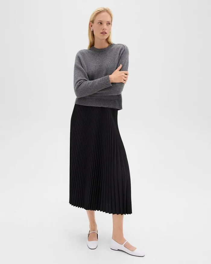 Sweaters Cardigans Women Theory Cropped Sweater In Cashmere Light Charcoal Sweaters Cardigans Women Theory Cropped Sweater In Cashmere Light Charcoal