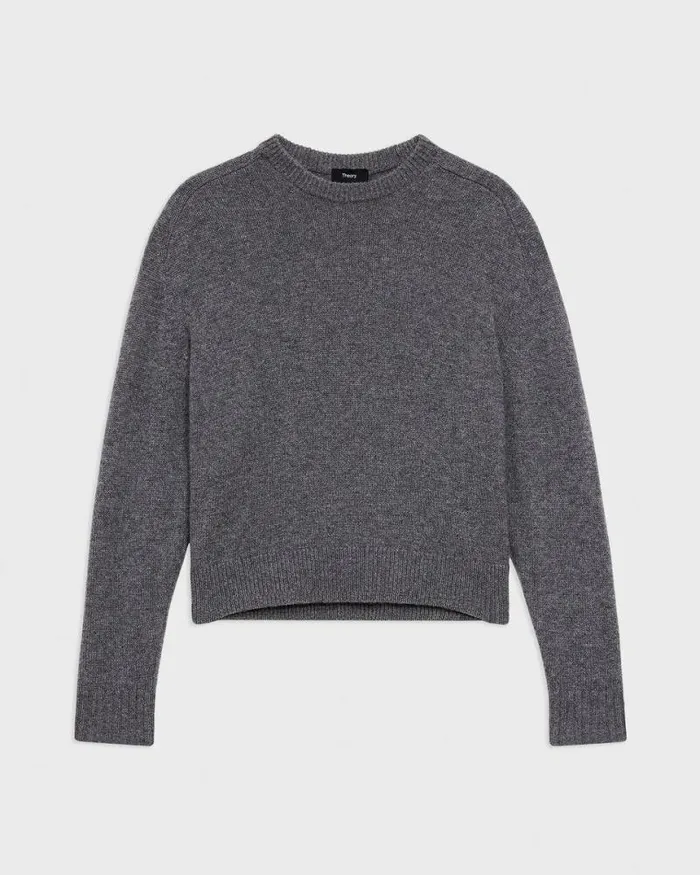 Sweaters Cardigans Women Theory Cropped Sweater In Cashmere Light Charcoal Sweaters Cardigans Women Theory Cropped Sweater In Cashmere Light Charcoal