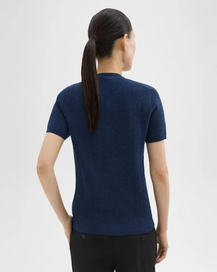 Sweaters Cardigans Women Theory Rib Knit ShortSleeve Henley Wave