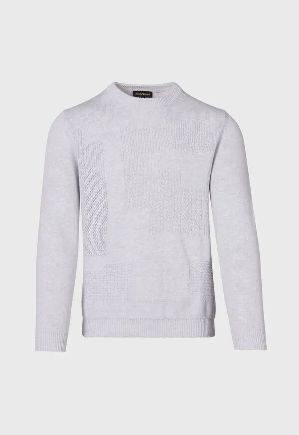 Sweaters Cotton Multi Stitch Crewneck Sweater Silver 8211 Paulstuart Mens