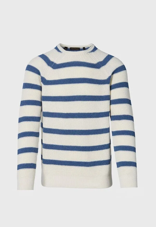 Sweaters Mens Paulstuart Striped Cotton Crewneck Sweater BlueCream