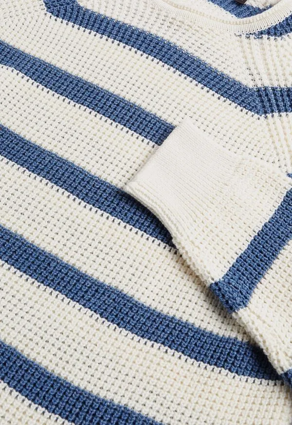 Sweaters Mens Paulstuart Striped Cotton Crewneck Sweater BlueCream Sweaters Mens Paulstuart Striped Cotton Crewneck Sweater BlueCream
