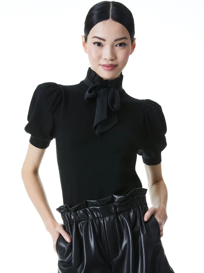 Sweaters Women Alice Olivia Chase Puff Sleeve Sweater Black