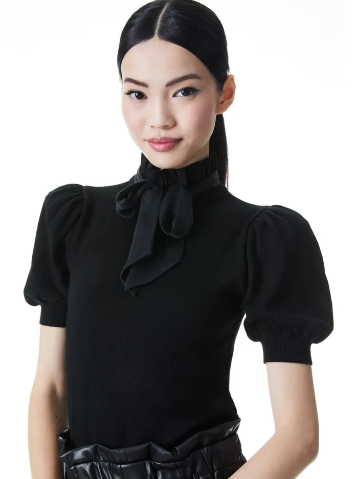 Sweaters Women Alice Olivia Chase Puff Sleeve Sweater Black