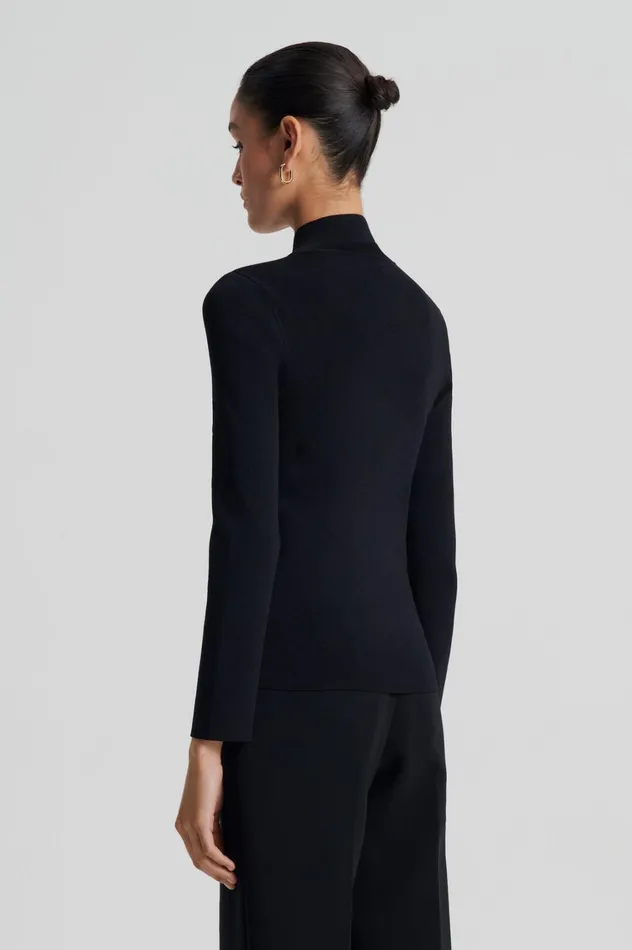 Sweaters Women Scanlan Theodore CREPE KNIT BUTTON POLO SWEATER Black Sweaters Women Scanlan Theodore CREPE KNIT BUTTON POLO SWEATER Black
