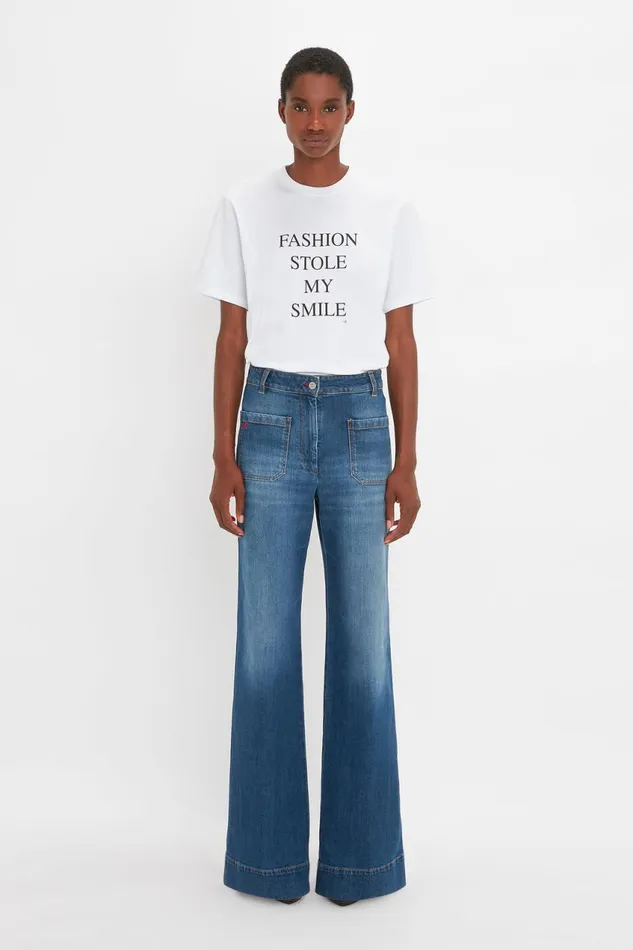 TShirts and Sweatshirts Women Victoria Beckham Fashion Stole My Smile Slogan TShirt In White TShirts and Sweatshirts Women Victoria Beckham Fashion Stole My Smile Slogan TShirt In White
