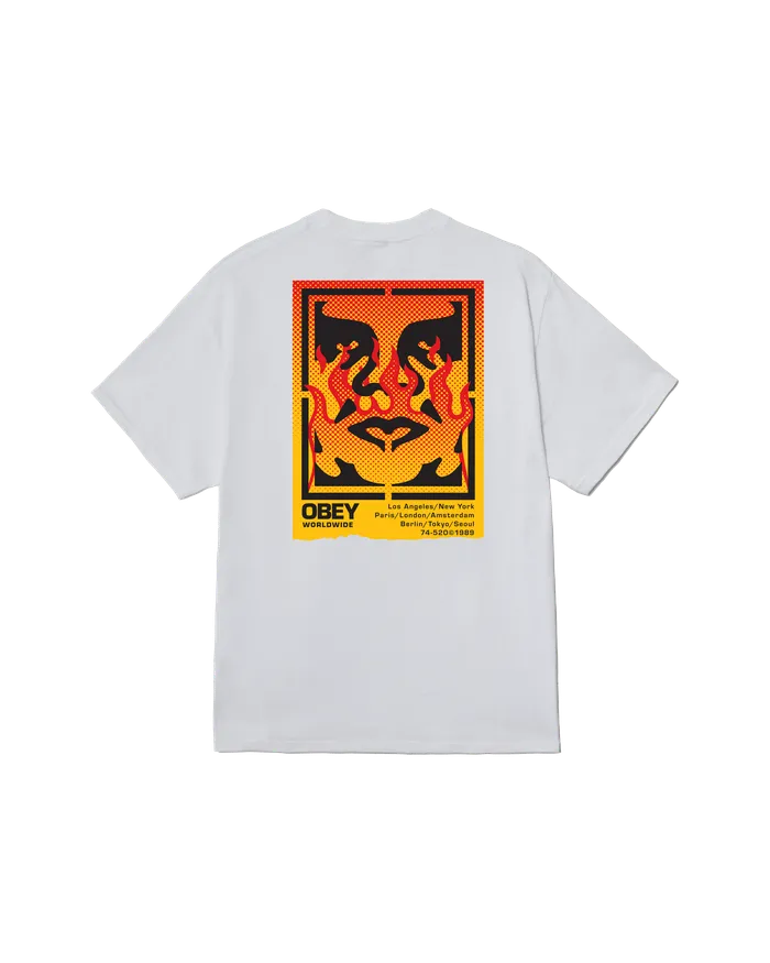 TSHIRTS ICON STENCIL FLAME CLASSIC TSHIRT White OBEY Clothing Men