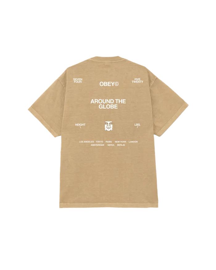 TSHIRTS Men OBEY Clothing AROUND THE GLOBE PIGMENT TSHIRT Pigment Light Khaki