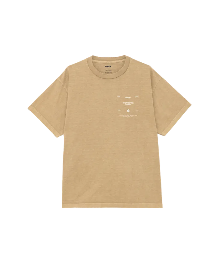 TSHIRTS Men OBEY Clothing AROUND THE GLOBE PIGMENT TSHIRT Pigment Light Khaki