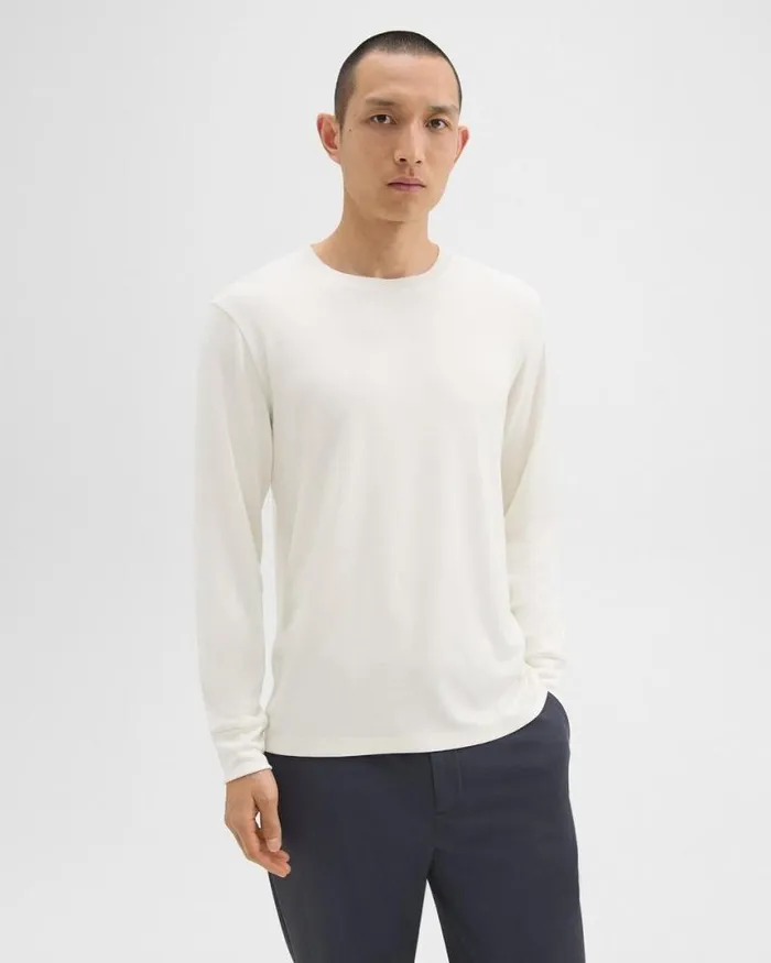 TShirts Polos Men Theory Essential LongSleeve Tee In Anemone Modal Jersey Winter White TShirts Polos Men Theory Essential LongSleeve Tee In Anemone Modal Jersey Winter White