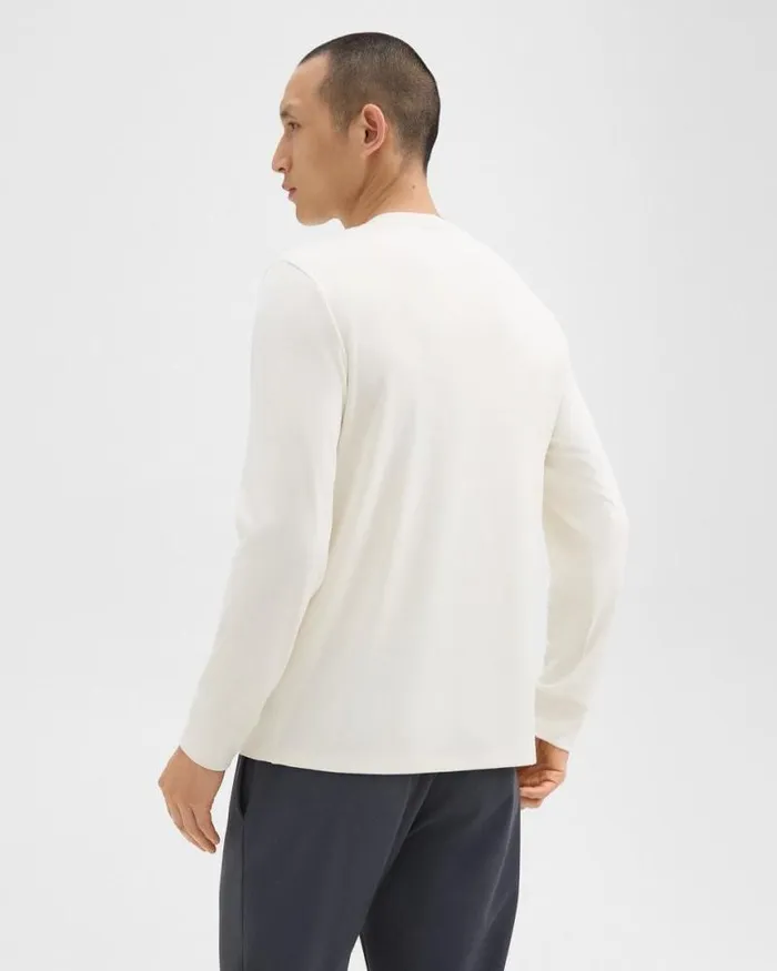 TShirts Polos Men Theory Essential LongSleeve Tee In Anemone Modal Jersey Winter White TShirts Polos Men Theory Essential LongSleeve Tee In Anemone Modal Jersey Winter White