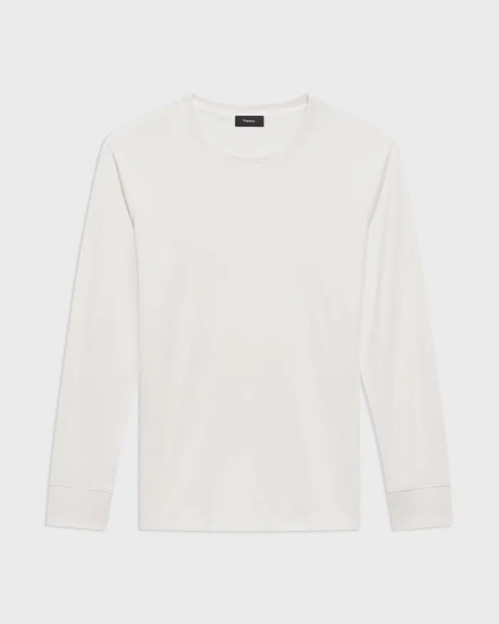 TShirts Polos Men Theory Essential LongSleeve Tee In Anemone Modal Jersey Winter White TShirts Polos Men Theory Essential LongSleeve Tee In Anemone Modal Jersey Winter White