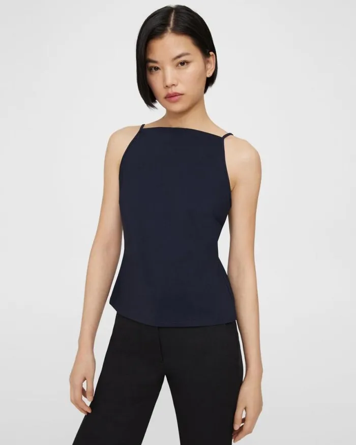 TShirts Tank Tops Women Theory Square Neck Tank Top In Precision Ponte Baltic