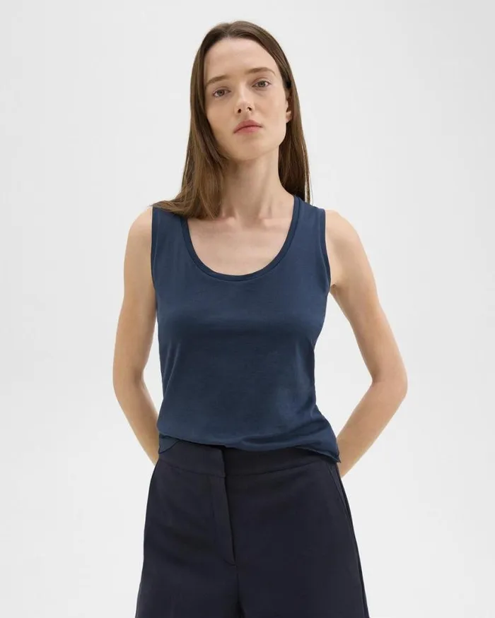 TShirts Tank Tops Women Theory Tiny Tank In Organic Cotton Nocturne Navy