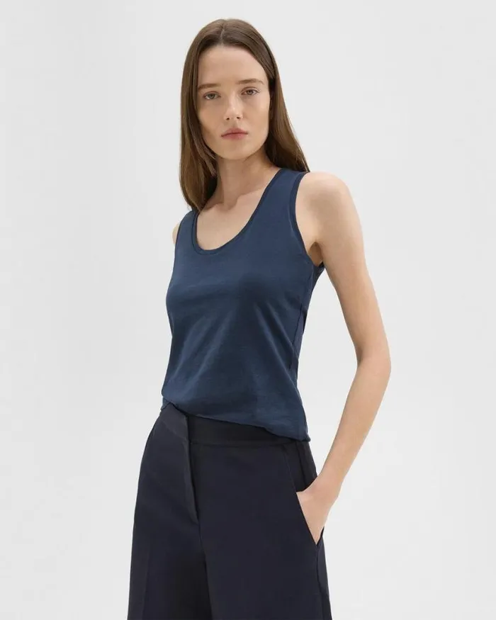 TShirts Tank Tops Women Theory Tiny Tank In Organic Cotton Nocturne Navy TShirts Tank Tops Women Theory Tiny Tank In Organic Cotton Nocturne Navy