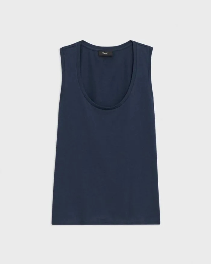 TShirts Tank Tops Women Theory Tiny Tank In Organic Cotton Nocturne Navy TShirts Tank Tops Women Theory Tiny Tank In Organic Cotton Nocturne Navy