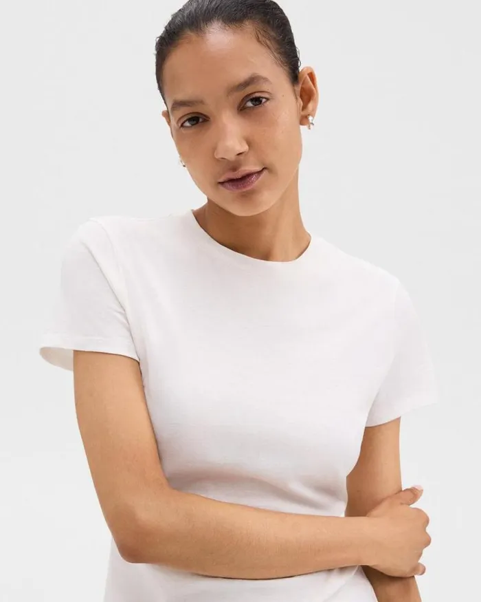 TShirts Tank Tops Women Theory Tiny Tee In Organic Cotton White TShirts Tank Tops Women Theory Tiny Tee In Organic Cotton White