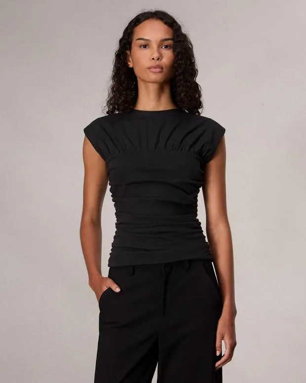 TShirts Women Rag and Bone Mica Banded Cotton Top Black