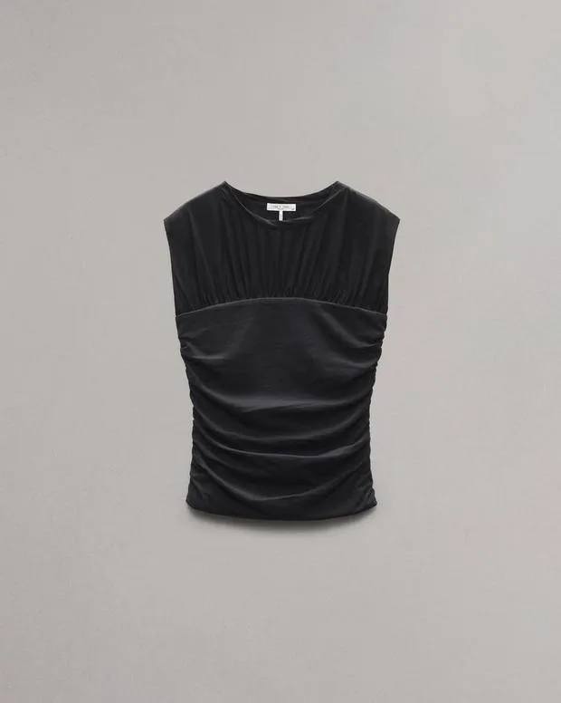 TShirts Women Rag and Bone Mica Banded Cotton Top Black