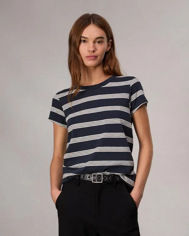 TShirts Women Rag and Bone The Slub Striped Tee Salute Ivory