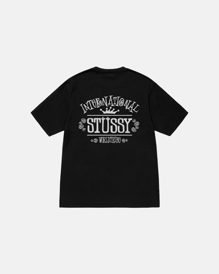 Tees MenWomen Stussy WORLDWIDE TEE PIGMENT DYED Black