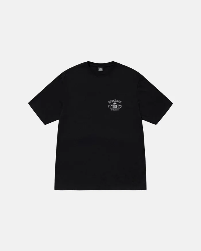 Tees MenWomen Stussy WORLDWIDE TEE PIGMENT DYED Black