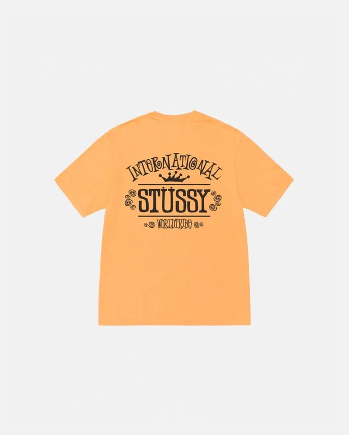 Tees MenWomen Stussy WORLDWIDE TEE PIGMENT DYED Orange