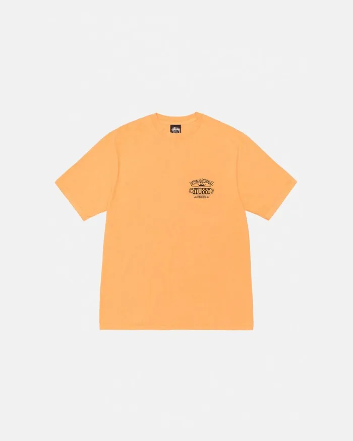 Tees MenWomen Stussy WORLDWIDE TEE PIGMENT DYED Orange
