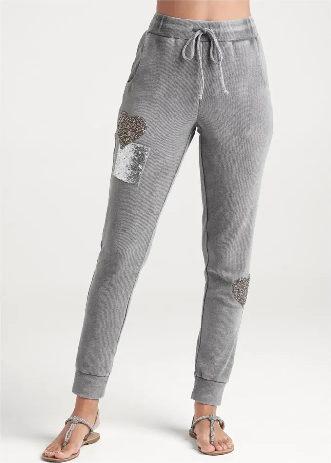 TEXTURED SPARKLE JOGGERS Grey Women VENUS Bottoms