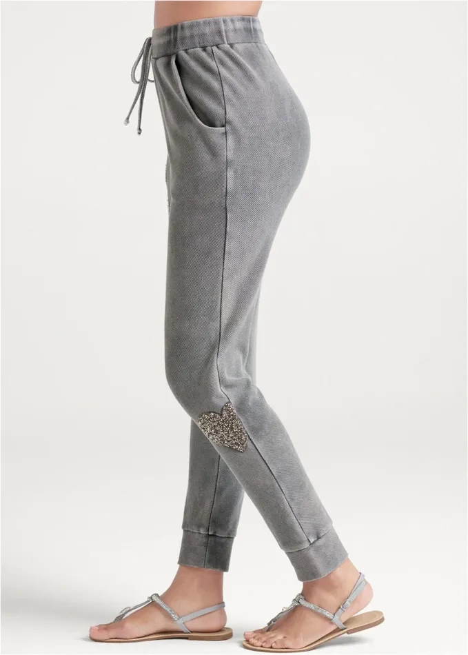 TEXTURED SPARKLE JOGGERS Grey Women VENUS Bottoms