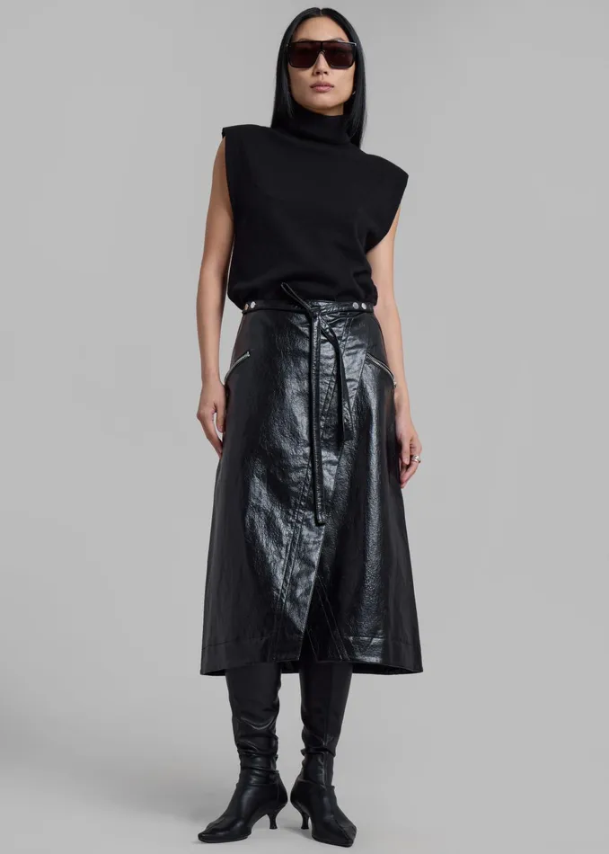 The Frankie Shop Bottoms 31 Phillip Lim Textured Faux Leather Wrap Skirt 8211 Black 8211 Women