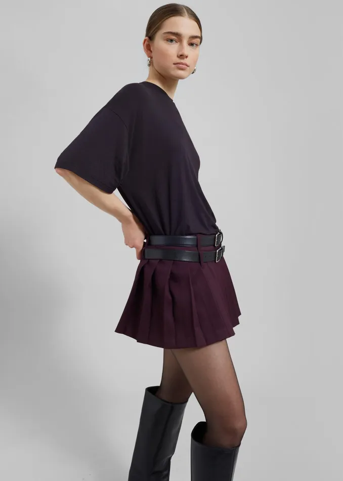 The Frankie Shop Bottoms Blake Mini Pleated Skirt 8211 Burgundy 8211 Women