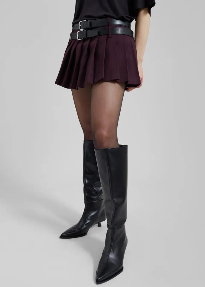 The Frankie Shop Bottoms Blake Mini Pleated Skirt 8211 Burgundy 8211 Women