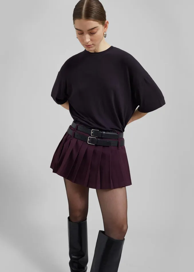 The Frankie Shop Bottoms Blake Mini Pleated Skirt 8211 Burgundy 8211 Women