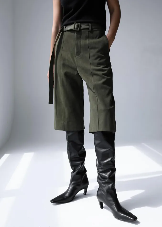 The Frankie Shop Bottoms Cambria Faux Suede Bermuda Shorts 8211 Khaki 8211 Women The Frankie Shop Bottoms Cambria Faux Suede Bermuda Shorts 8211 Khaki 8211 Women