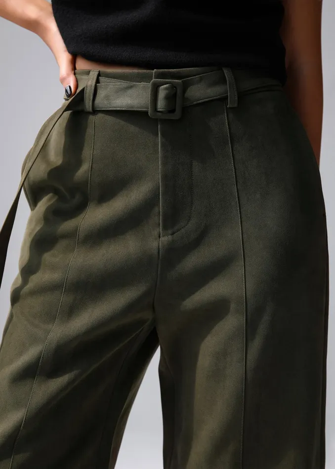 The Frankie Shop Bottoms Cambria Faux Suede Bermuda Shorts 8211 Khaki 8211 Women