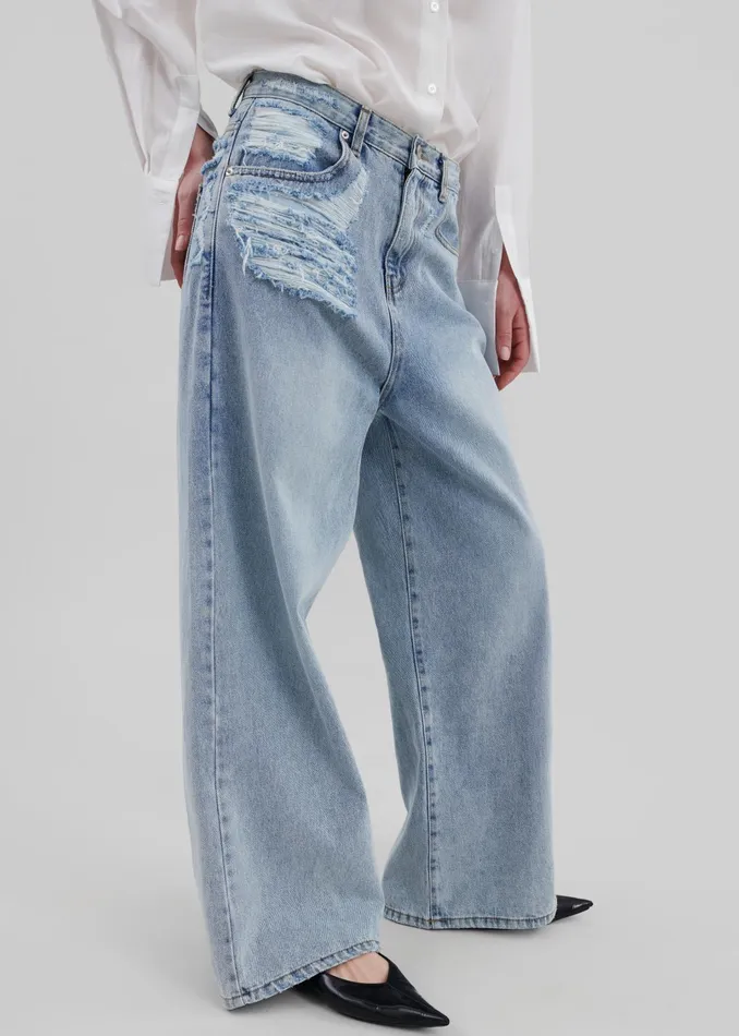 The Frankie Shop Bottoms Ceres Ripped Jeans 8211 Worn Wash 8211 Women